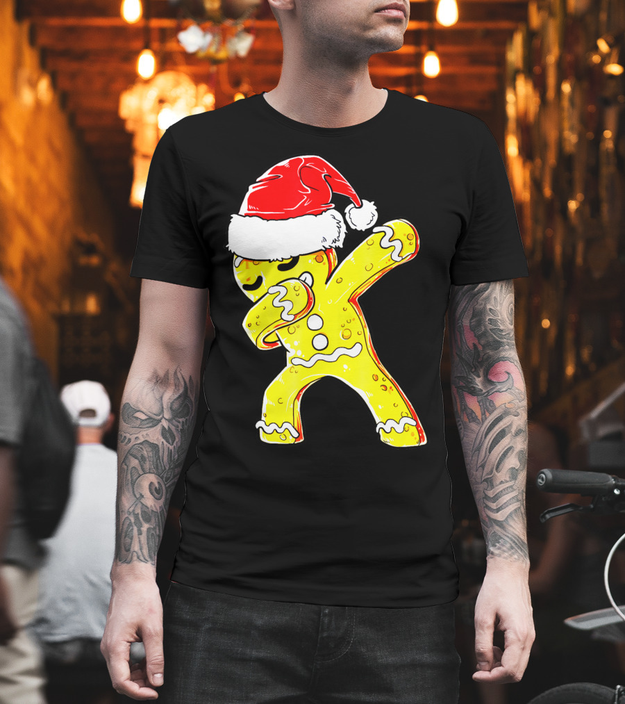 Dabbing Gingerbread Santa Christmas Dance T-Shirt