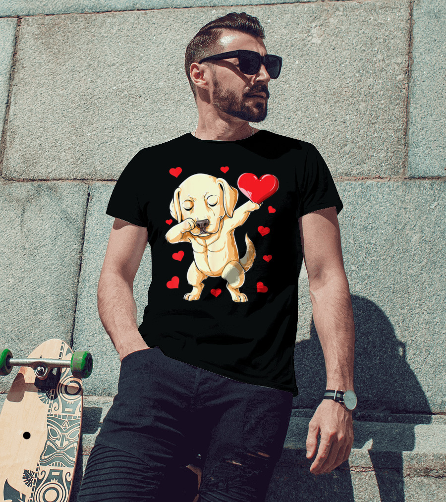 Valentines Day Dabbing Labrador Dog Lover Heart T-Shirt