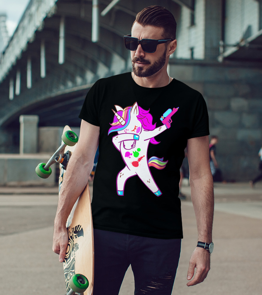 Dabbing Unicorn With Paintball Gun For Men And Teen Players T-Shirt