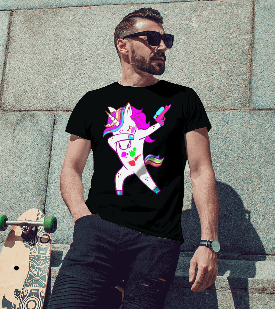 Dabbing Unicorn With Paintball Gun For Men And Teen Players T-Shirt