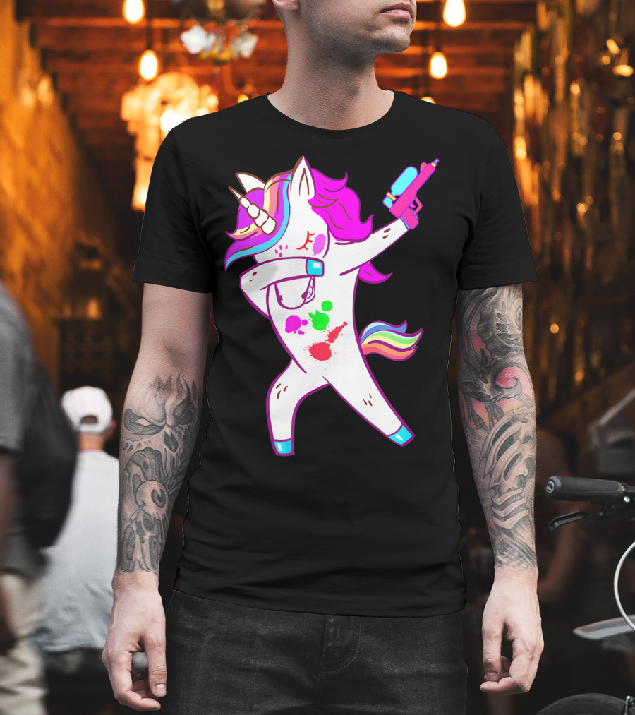 Dabbing Unicorn with Paintball Gun for Men and Teen Players T-Shirt