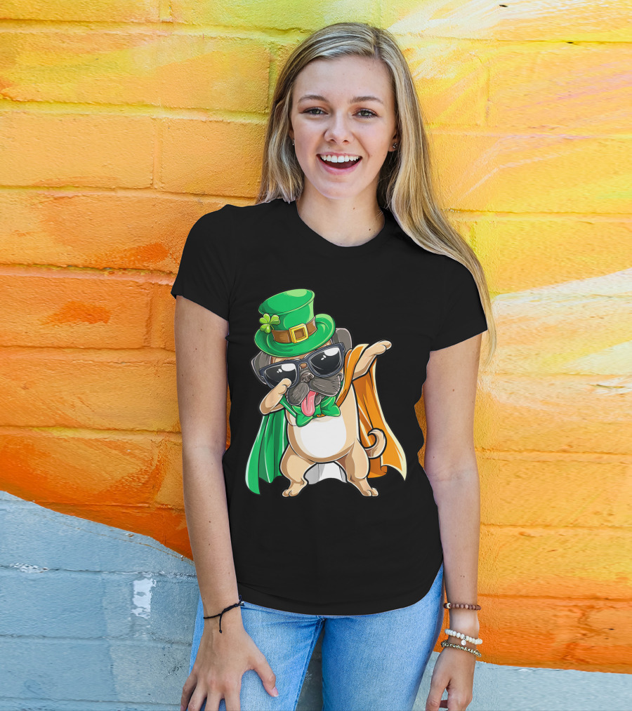 Dabbing Pug Leprechaun St Patrick's Day Boys Irish T-Shirt