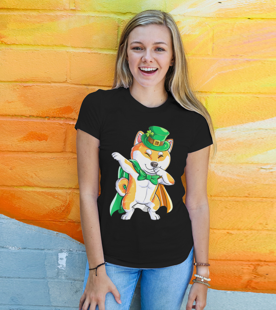 Dabbing Shiba Inu Leprechaun St Patricks Day Irish T-Shirt