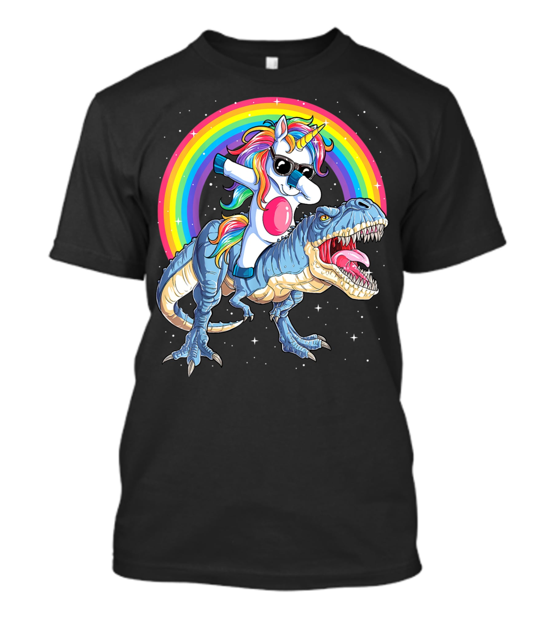 Dabbing Unicorn Dinosaur Rex Kids Girls Boys Space Rainbow T-Shirt
