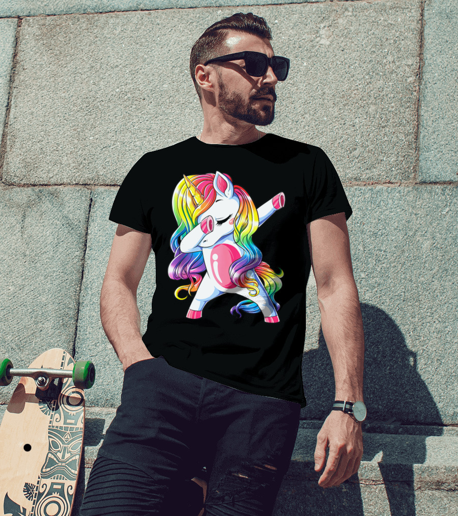 Dabbing Unicorn Rainbow Dance Squad Women Funny Dab T-Shirt