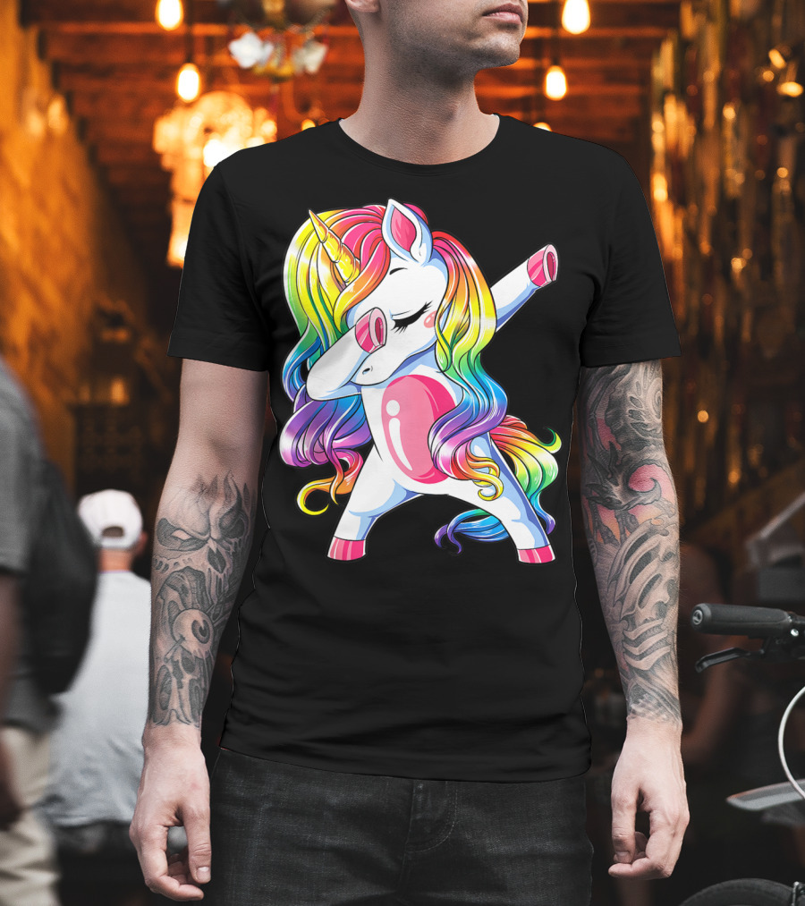 Dabbing Unicorn Rainbow Dance Squad Women Funny Dab T-Shirt