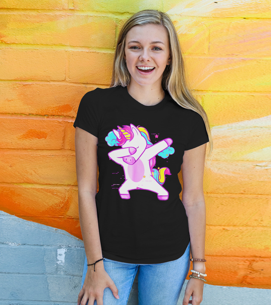 Dabbing Unicorn Dab Girls Boys Adults Rainbow Fantasy T-Shirt