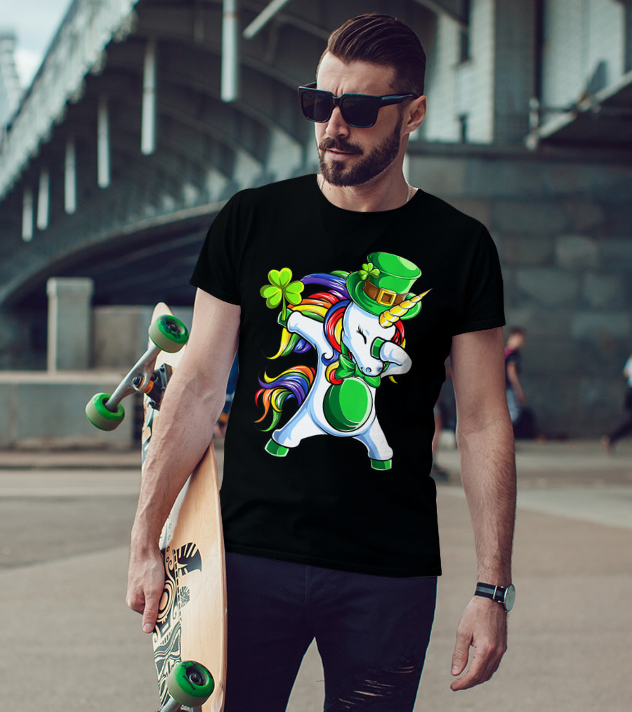Dabbing Unicorn Lepricorn St Patricks Day Girls T-Shirt