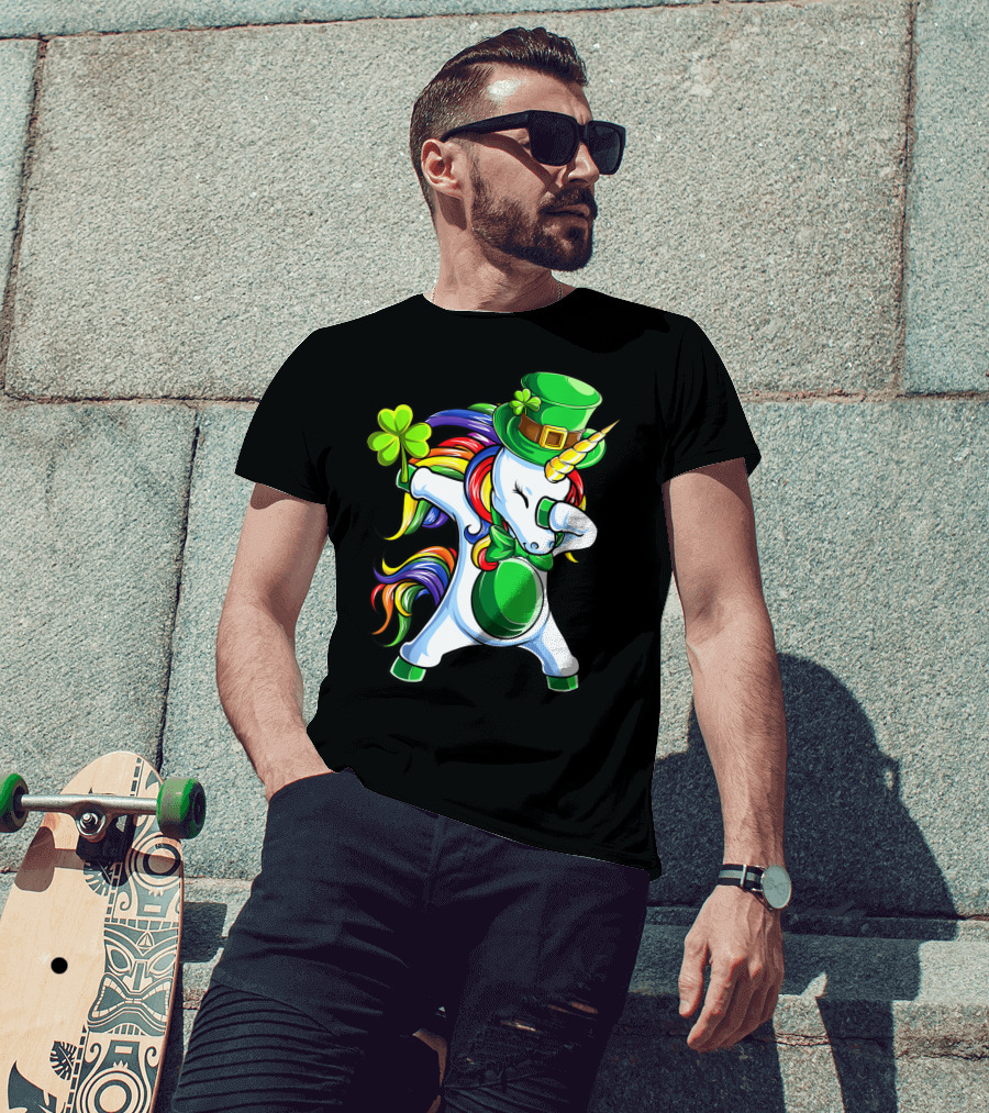 Dabbing Unicorn Lepricorn St Patricks Day Girls T-Shirt