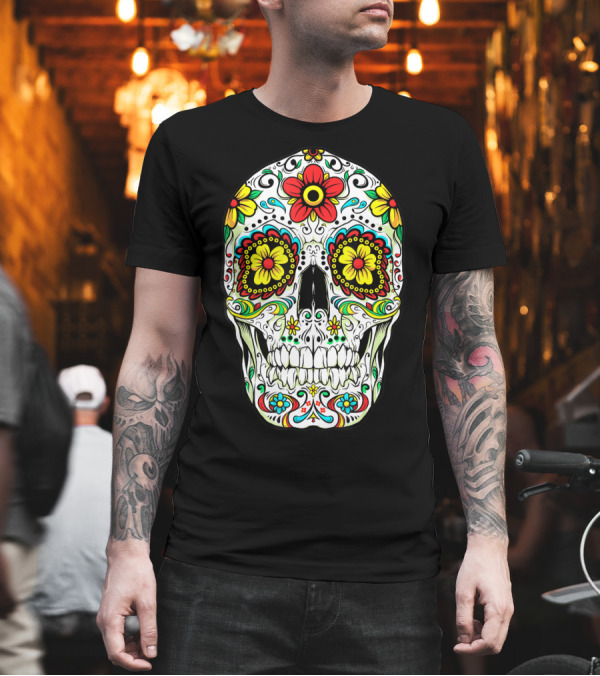 Day of The Dead Sugar Skull Colorful Flowered Design Cinco de Mayo T-Shirt Day of The Dead Sugar Skull Colorful Flowered Design Cinco de Mayo T-Shirt