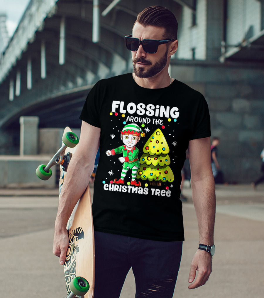 Flossing Elf Dancing Around The Christmas Tree T-Shirt