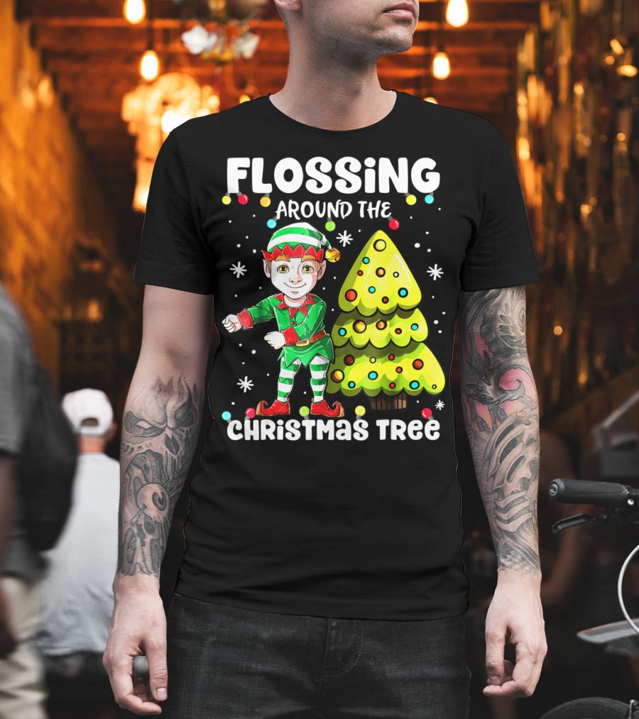 Flossing Elf Dancing Around the Christmas Tree T-Shirt