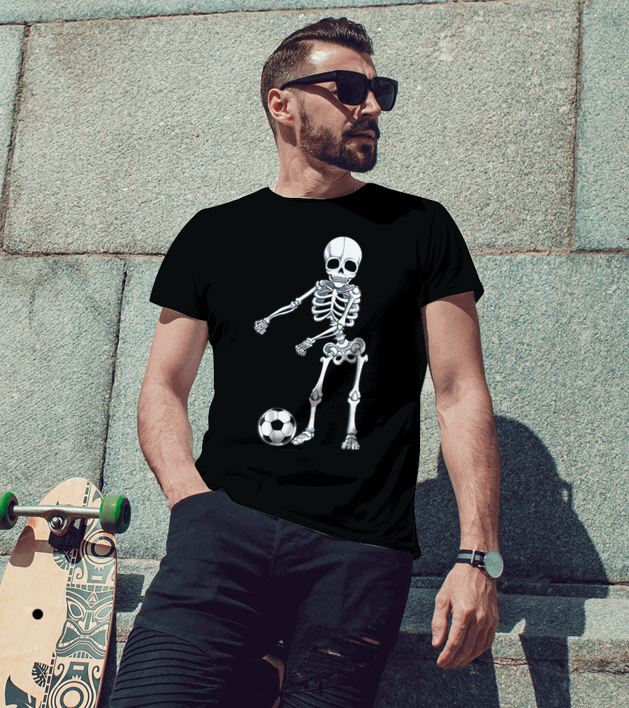 Floss Dance Skeleton Soccer Ball Boys Men Flossing Skeleton Soccer Combo T-Shirt
