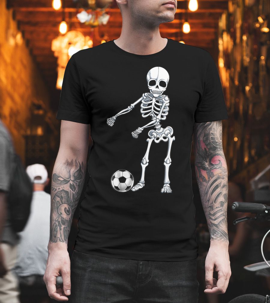 Floss Dance Skeleton Soccer Ball Boys Men Flossing Skeleton Soccer Combo T-Shirt