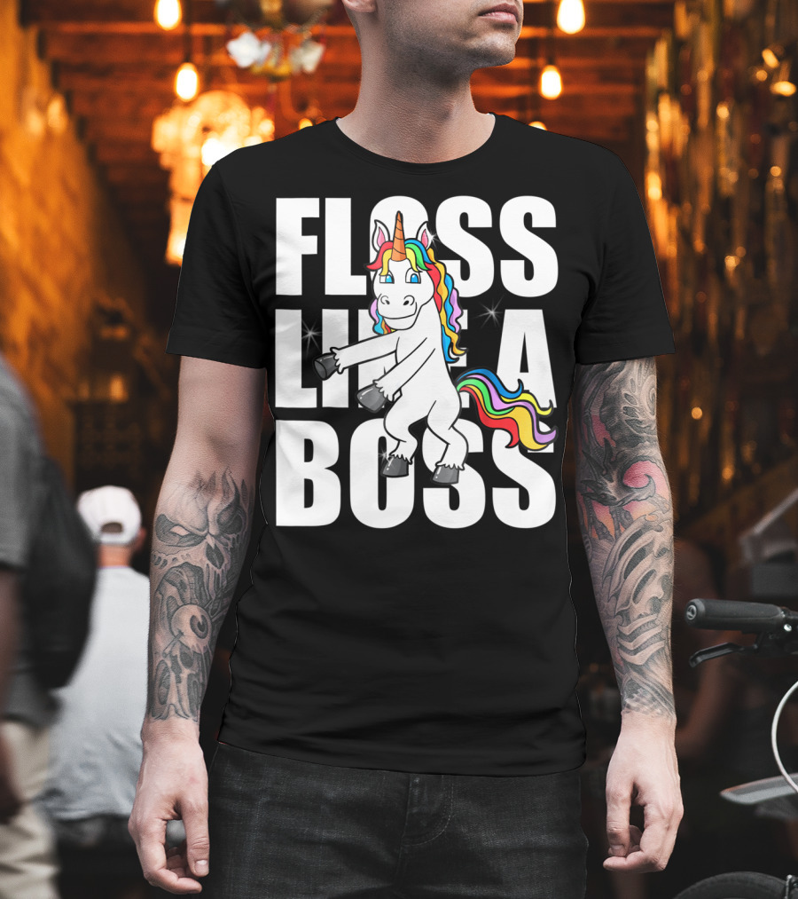Floss Like A Boss Rainbow Unicorn Dance Girls T-Shirt