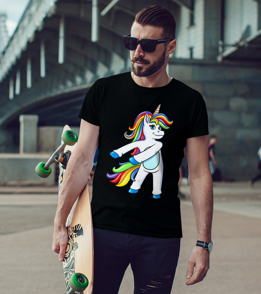 Flossing Unicorn Dance With Rainbow Mane And Tail T-Shirt