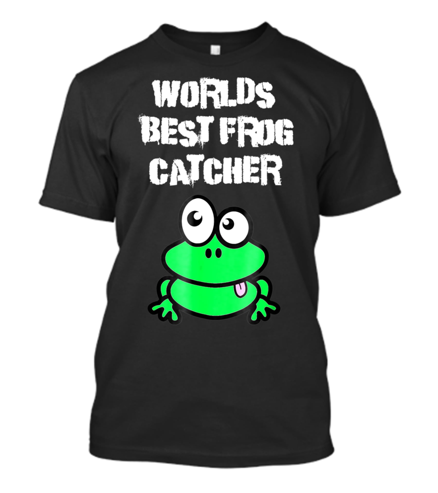 Worlds Best Frog Catcher Funny Green Cartoon Frog Character T-Shirt