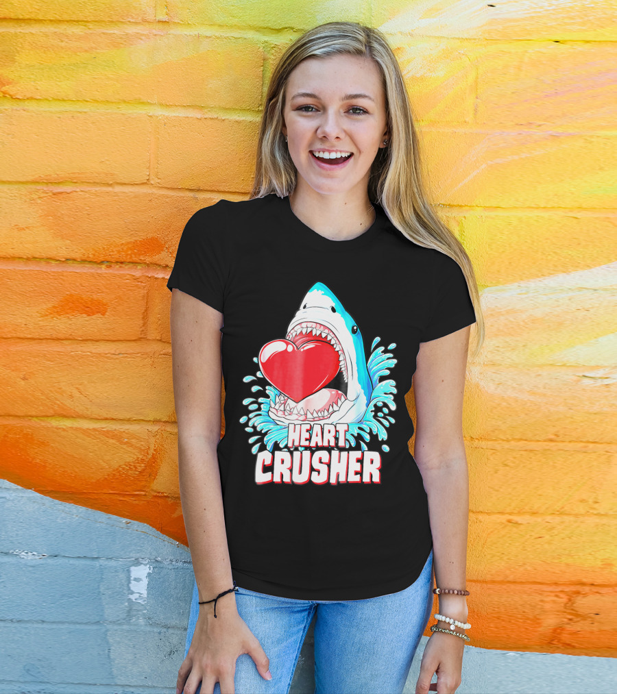 Heart Crusher Valentines Day Shark Boys Jawsome Splash T-Shirt
