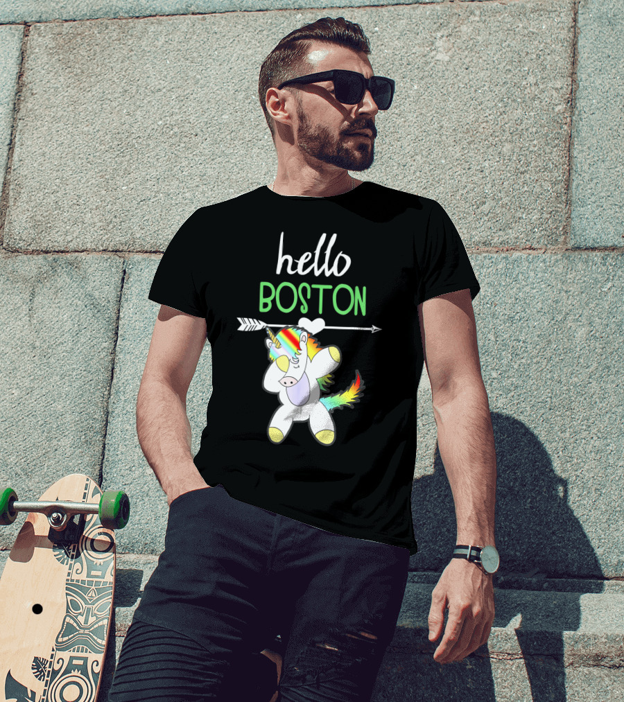 Hello Boston Dabbing Unicorn Girls T-Shirt