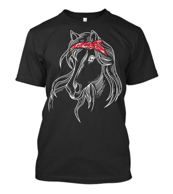 I Love Horses Red Bandana Cute Riding Horseback T-Shirt