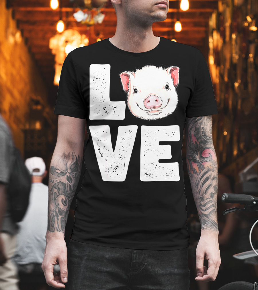 Love Pig Lovers Farming Farmer Girls T-Shirt
