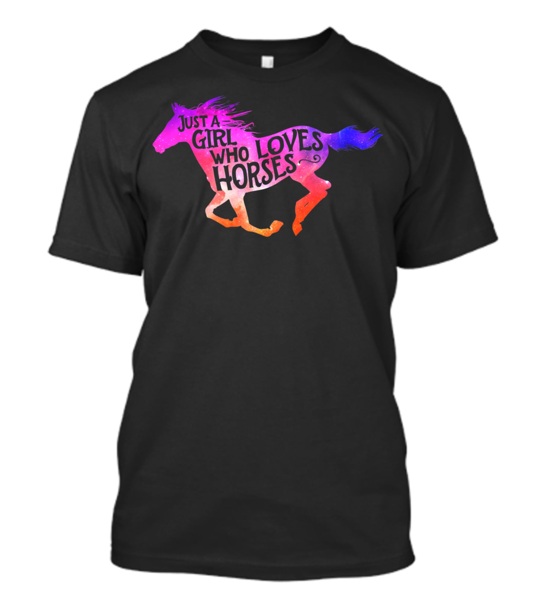 Just A Girl Who Loves Horses Riding Colorful Galloping Horse T-Shirt