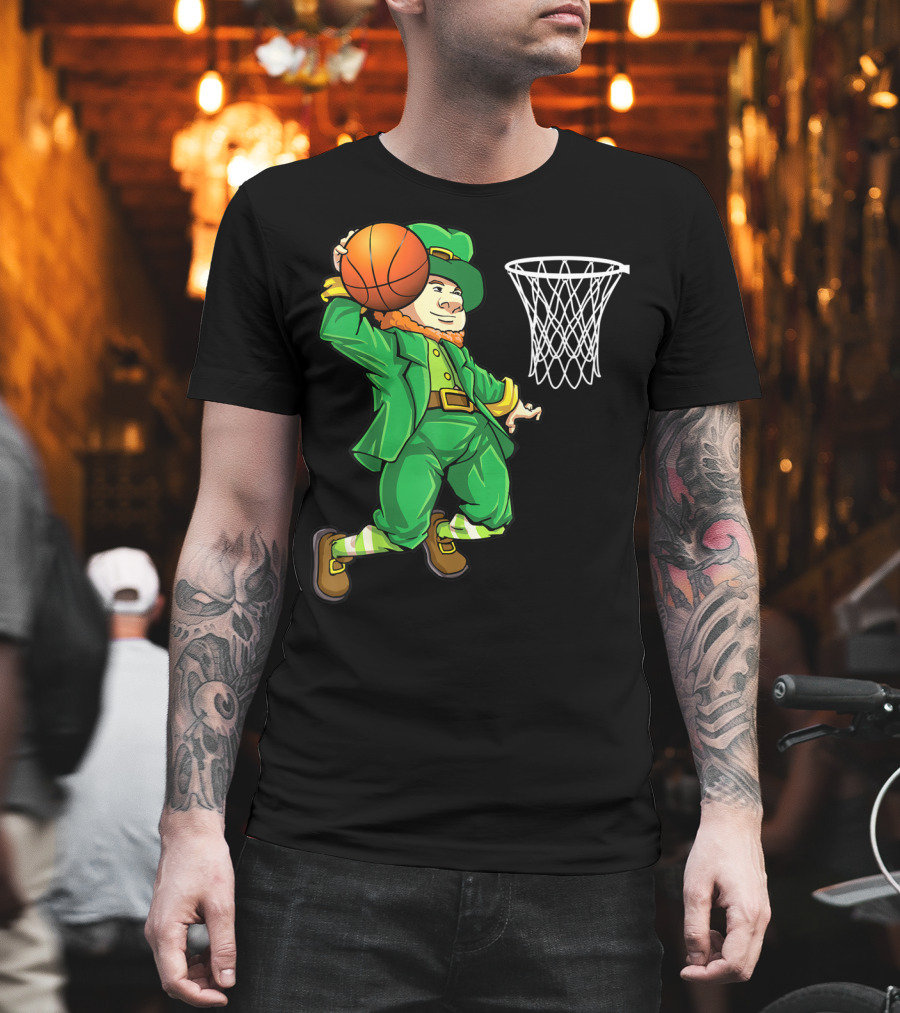 Leprechaun Slam Dunk Basketball St Patricks Day Boys T-Shirt