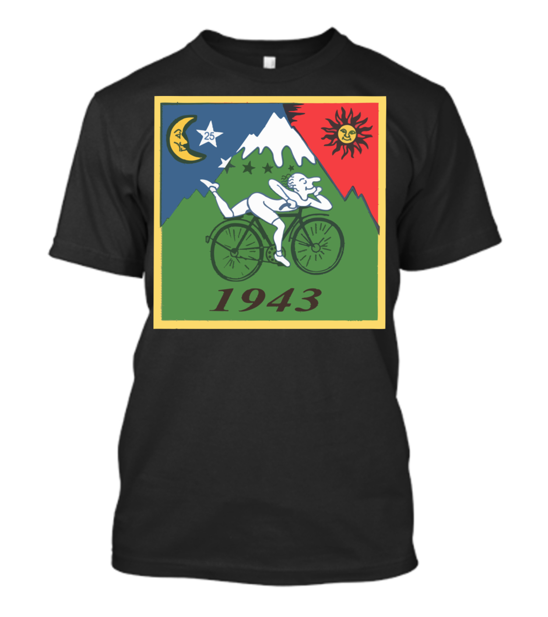 Albert Hofmann LSD Bicycle Day 1943 Moon Sun Mountain T-Shirt