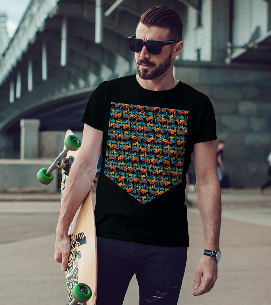 Bikes Pattern Multicolor Repeating T-Shirt