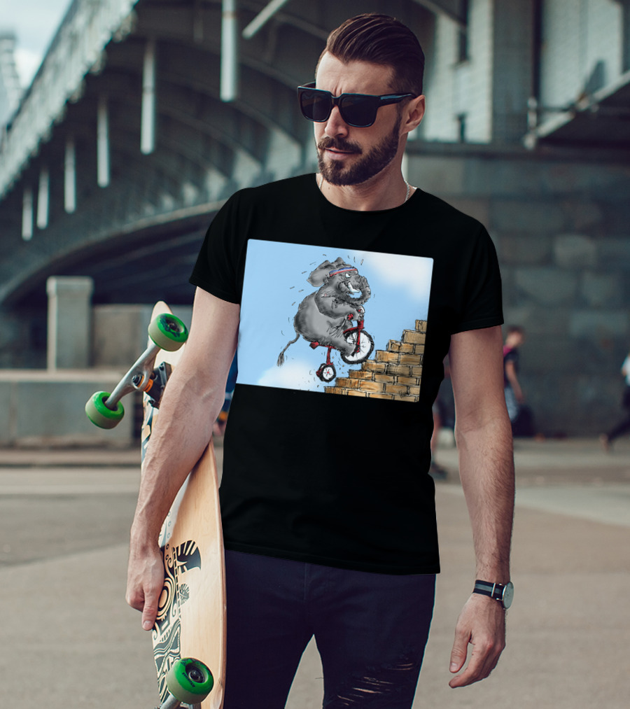 Challenge Accepted Elephant On Unicycle Climbing Stairs T-Shirt