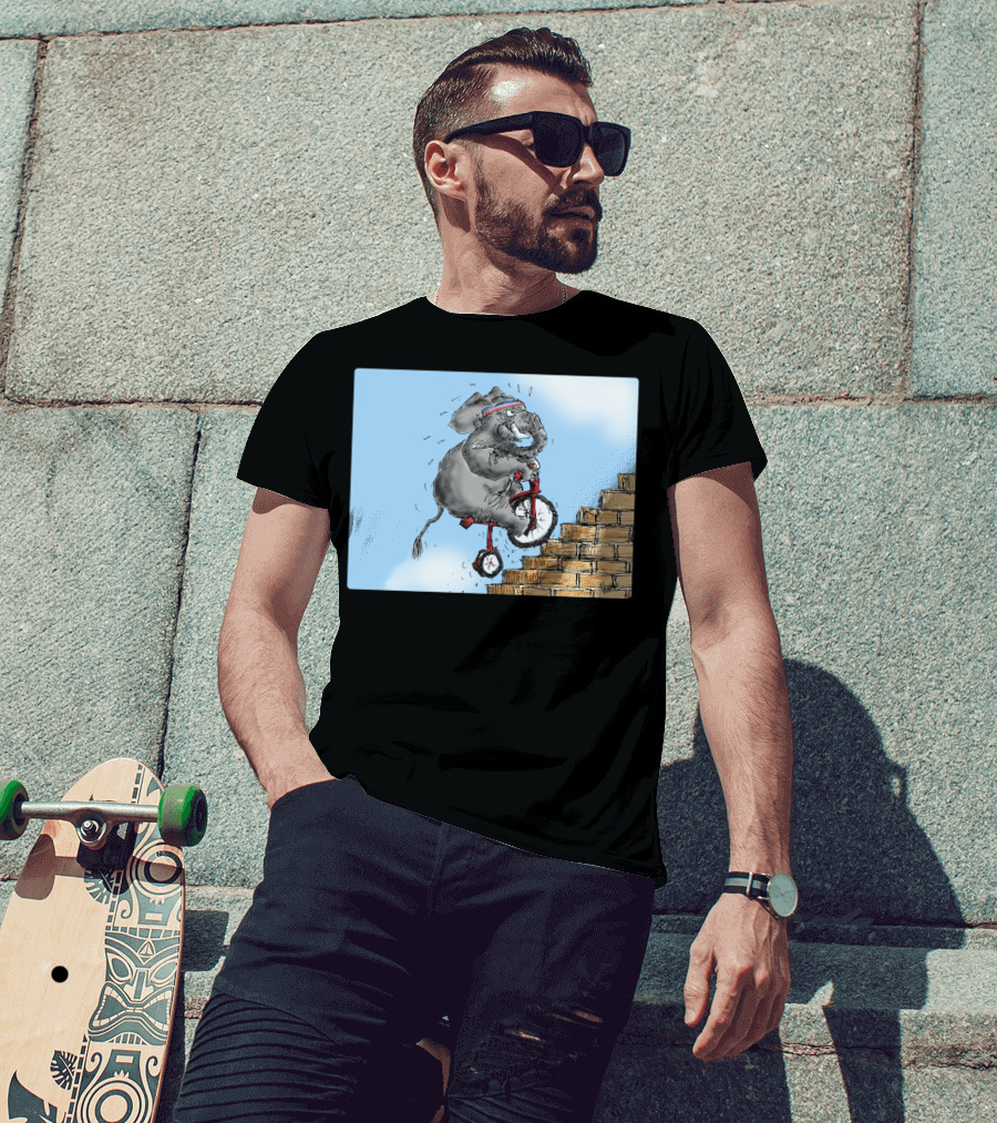 Challenge Accepted Elephant On Unicycle Climbing Stairs T-Shirt