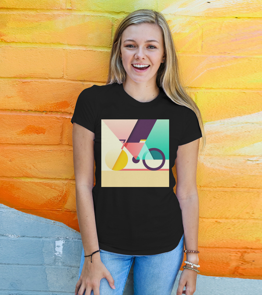 Colourful Geometric Bicycle Abstraction T-Shirt