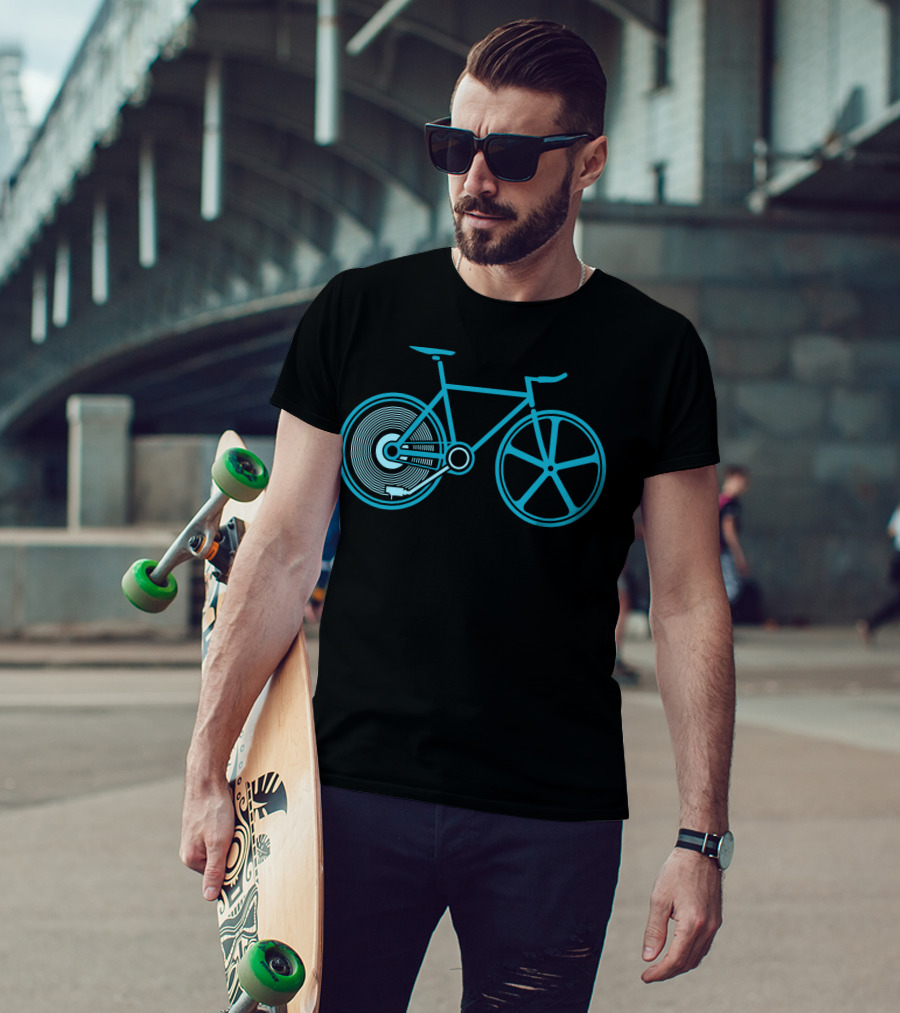 Fixed Beats Bicycle Blueprint Audio Wheel T-Shirt