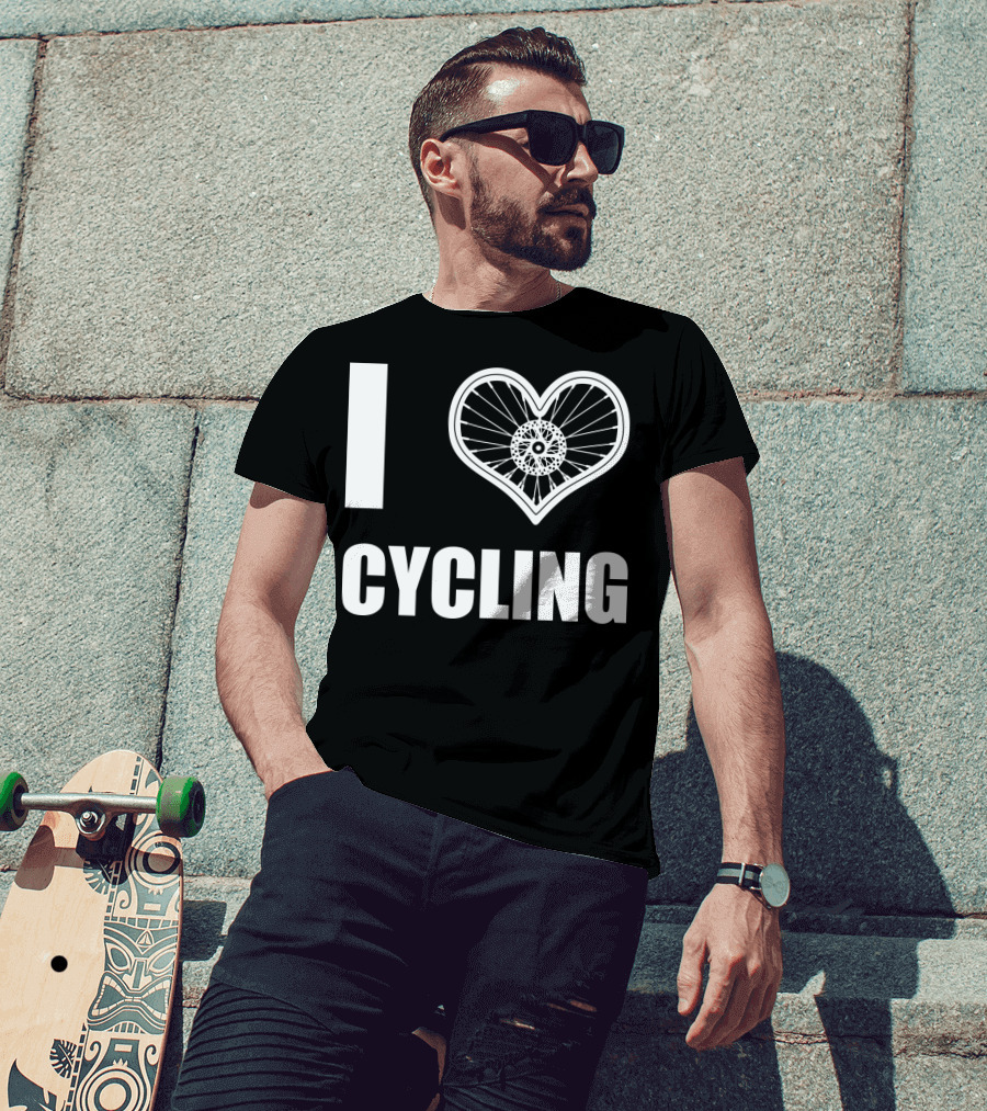 I Love Cycling Bicycle Wheel Heart T-Shirt