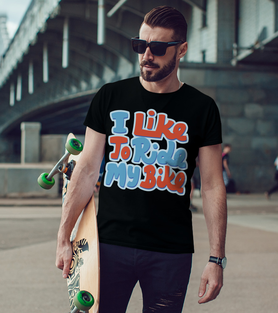 I Like To Ride My Bike Retro Typography T-Shirt
