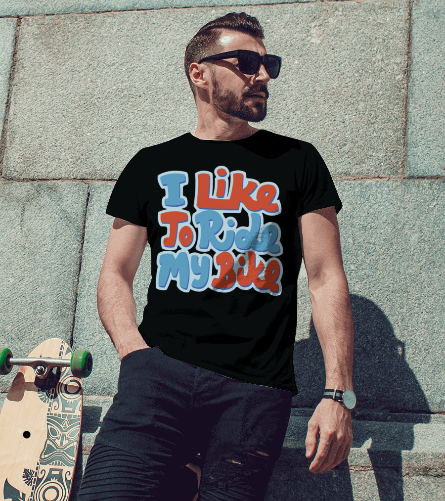 I Like To Ride My Bike Retro Typography T-Shirt