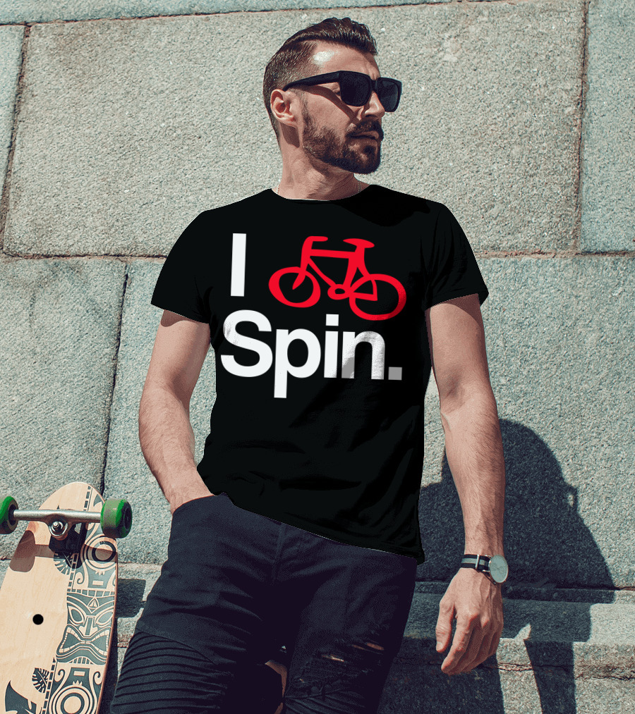 I Spin Bike Cycling Biking Workout With Red Bicycle T-Shirt