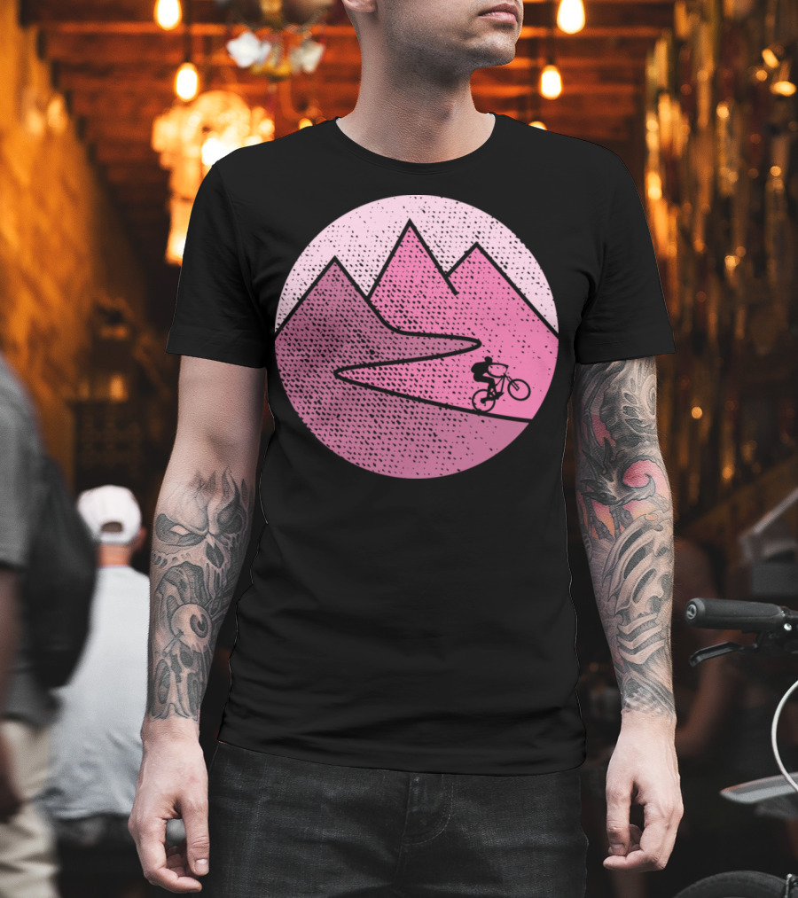 Mountain Bike Cycling Scenic Adventure in Pink Mountains T-Shirt
