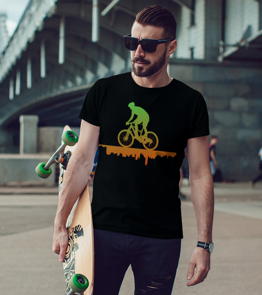 MTB Free Your Mind Cyclist Urban Skyline Gradient T-Shirt