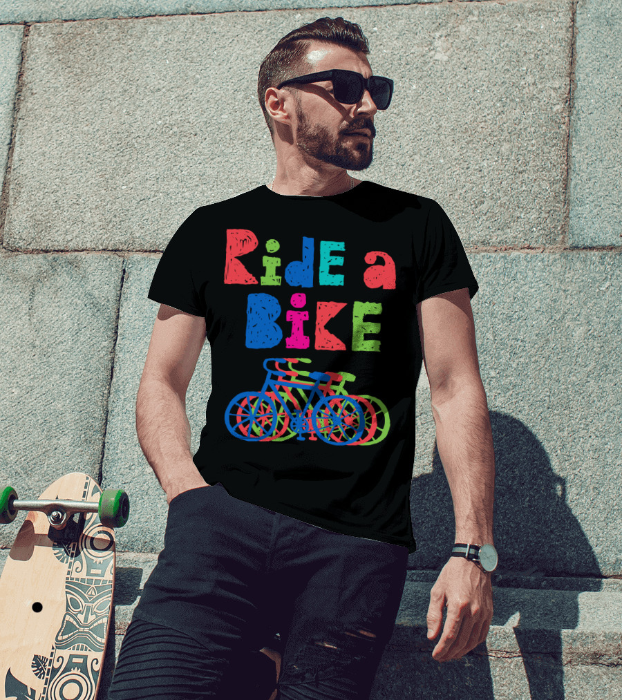 Ride A Bike Sketchy Colorful Layered Bicycles T-Shirt