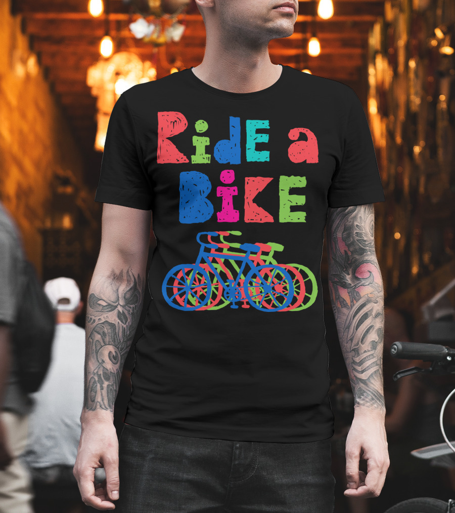 Ride A Bike Sketchy Colorful Layered Bicycles T-Shirt