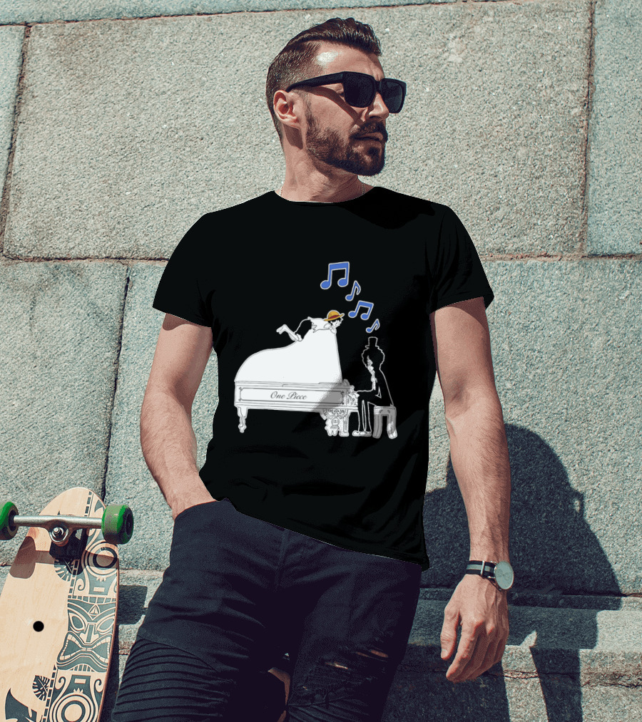 One Piece Luffy And Brook Piano Music Notes T-Shirt
