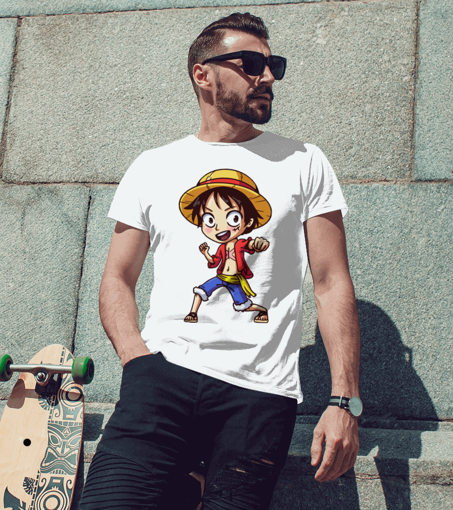 Luffy Chibi One Piece Straw Hat Pirate Anime Character T-Shirt