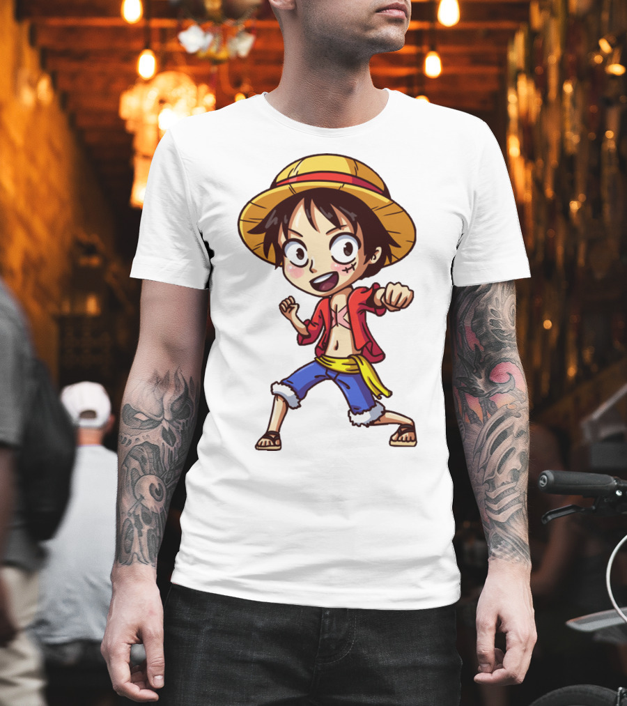 Luffy Chibi One Piece Straw Hat Pirate Anime Character T-Shirt