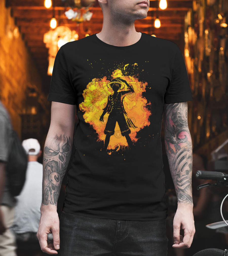 Soul of the Pirate Luffy Fire Silhouette Anime T-Shirt