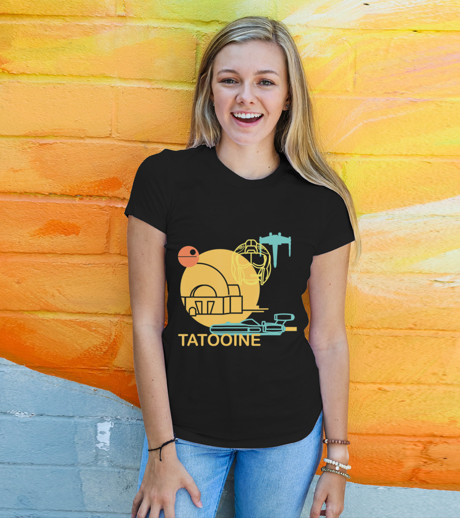 Star Wars A New Hope Tatooine X-Wing Droid Binary Sunset T-Shirt