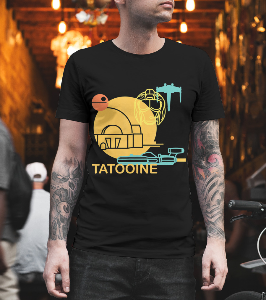 Star Wars A New Hope Tatooine X-Wing Droid Binary Sunset T-Shirt