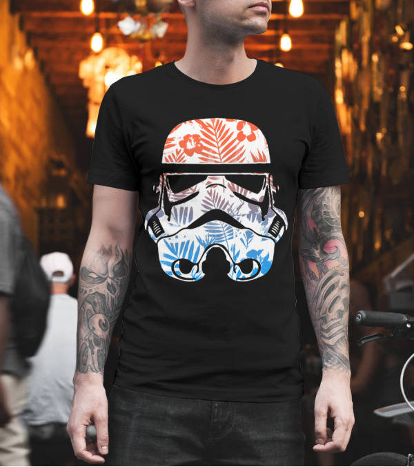 Tropical Trooper Helmet Floral Red and Blue T-Shirt Tropical Trooper Helmet Floral Red and Blue T-Shirt