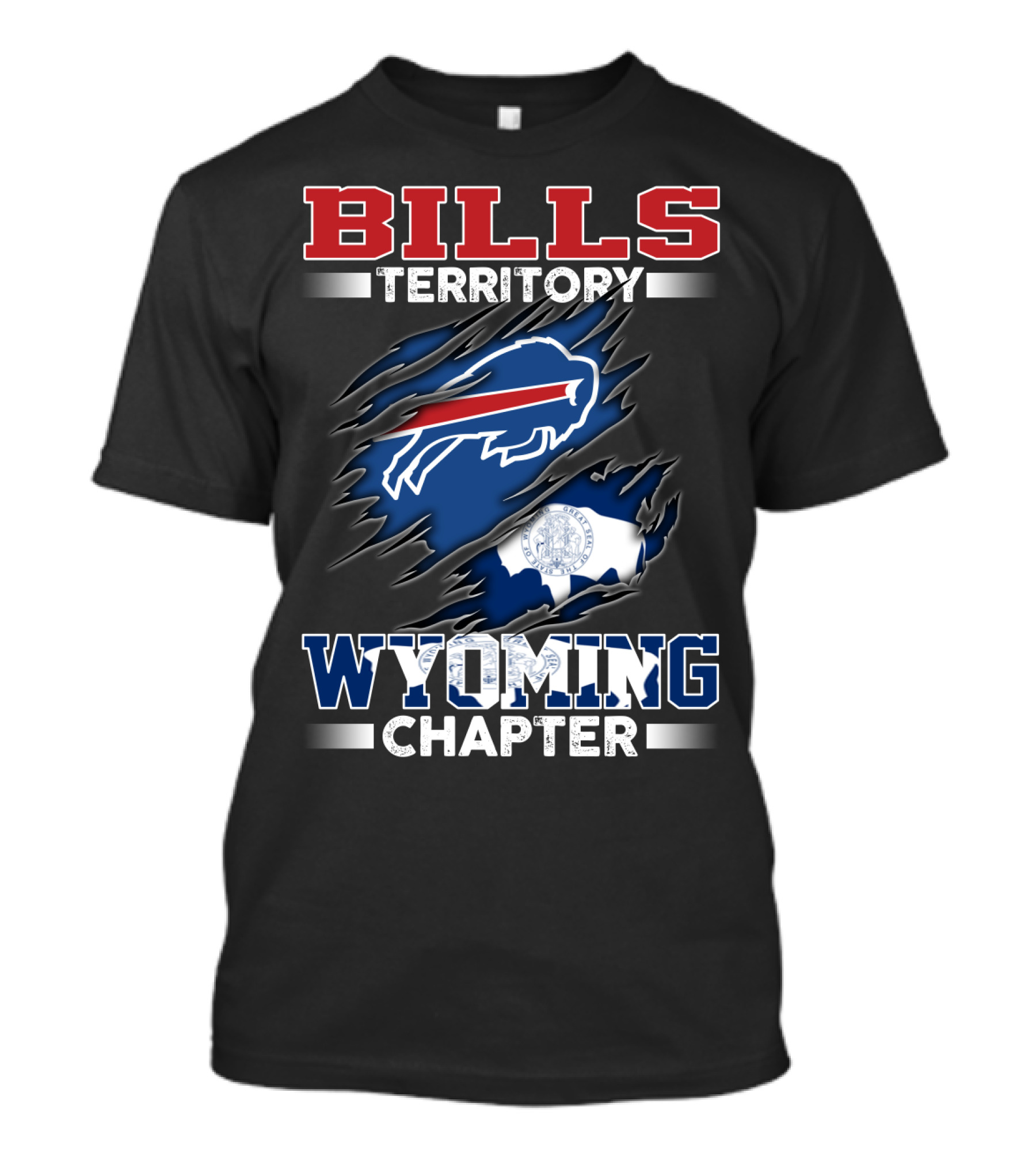 BILLS Territory Wyoming Chapter Buffalos Logo And State Flag T-Shirt