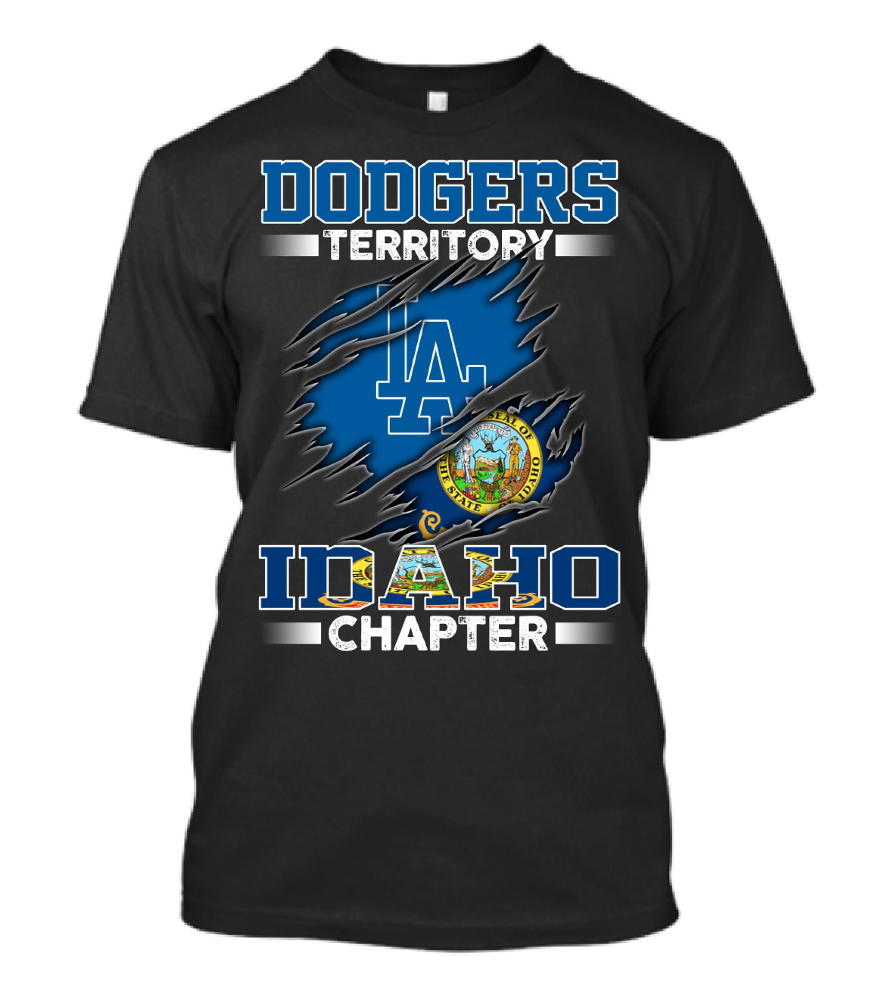 Dodgers Territory Idaho Chapter LA Logo And State Seal T-Shirt